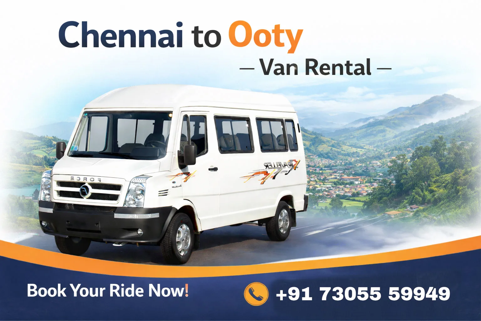 Chennai → Ooty van rental